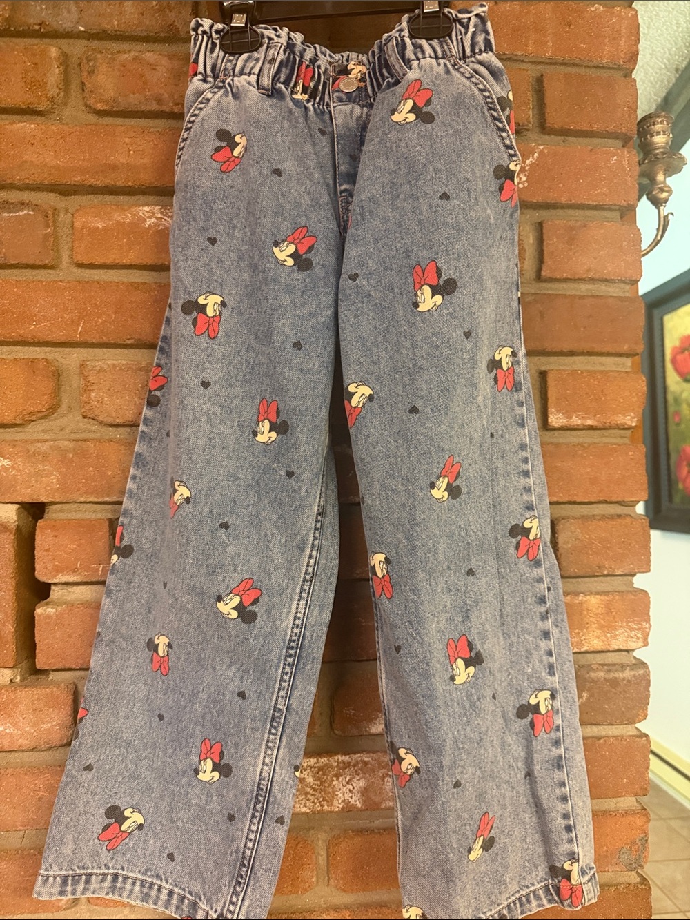 H&M Blue Denim Jeans with Minnie Mouse Print